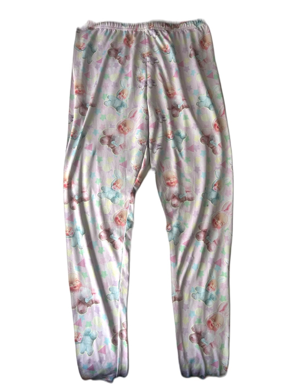 Women’s Pastel Teddy Print Leggings - Pink & Blue